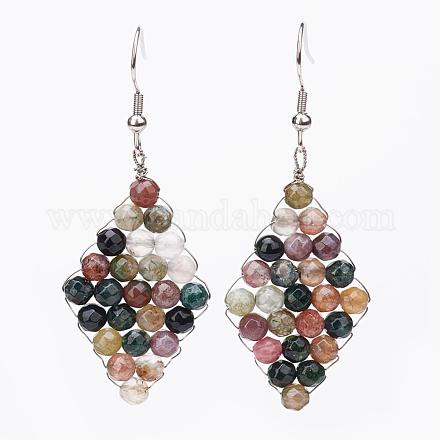 Natural Indian Agate Dangle Earrings EJEW-JE02449-01-1