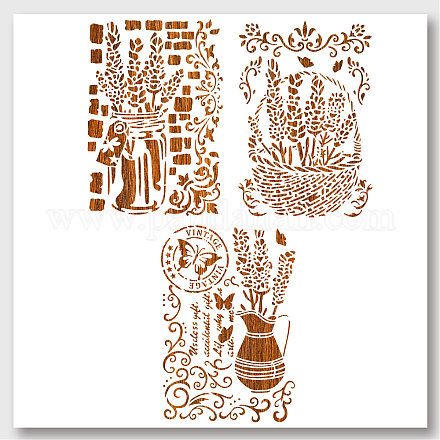 Nbeads 3 pz 3 stili stencil per pittura con motivo lavanda DIY-WH0416-0012-1