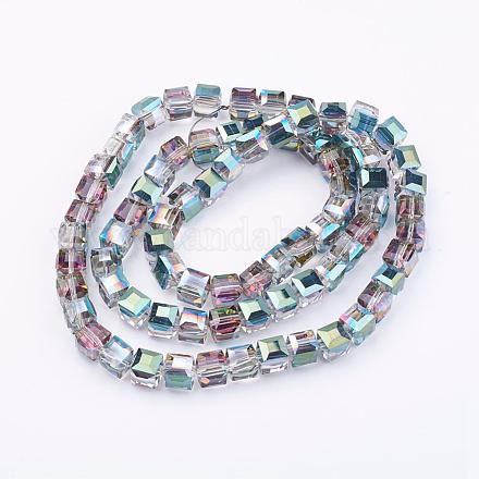 Electroplate Transparent Glass Beads Strands EGLA-K012-B03-1
