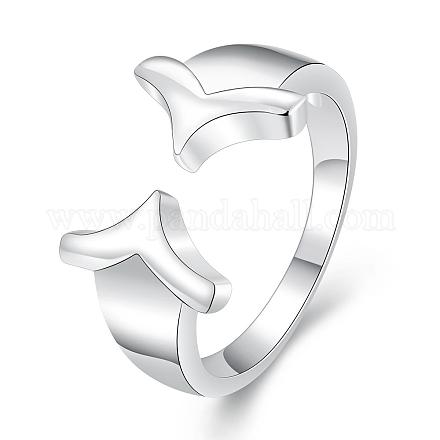 Plaqué argent classique anneaux en laiton de doigts pour dame RJEW-BB00727-1