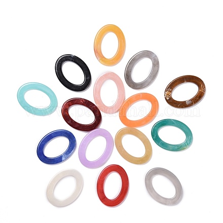 Oval piedras preciosas de imitación de acrílico anillos de enlace X-OACR-R022-M-1