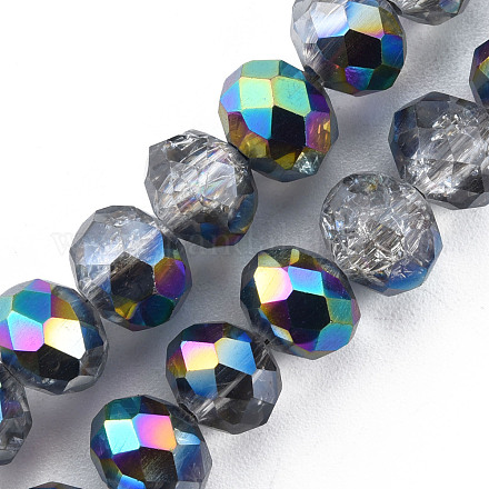 Transparent Crackle Electroplate Glass Beads Strands EGLA-T008-028-B01-1