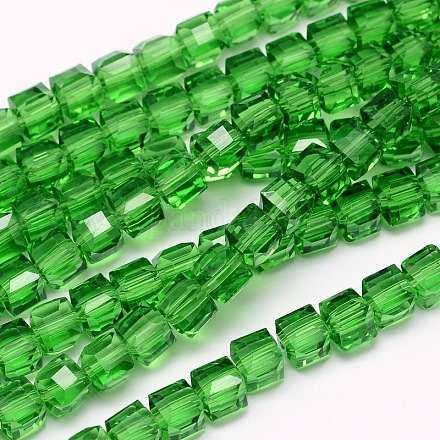 Brins de perles de verre transparent cube à facettes EGLA-E041-5mm-D10-1
