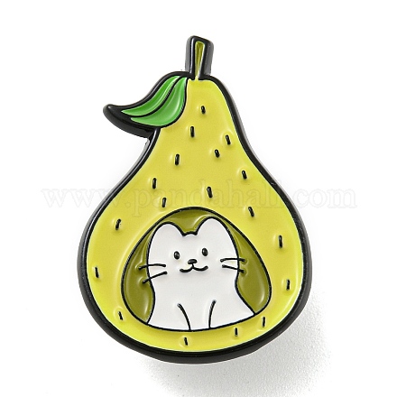 Frutta di cartone animato con spille smaltate di gatto JEWB-F031-01C-1
