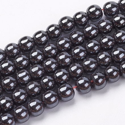 Chapelets de perles en hématite synthétique sans magnétiques G-H1624-6mm-2-1