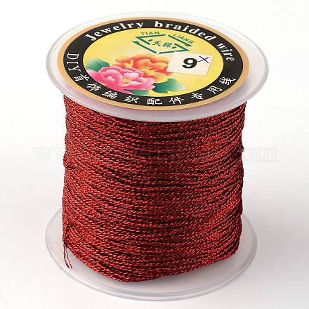 丸いメタリック糸  12プライ  暗赤色  1mm  約54.68ヤード（50m）/ロール MCOR-L001-1mm-03-1