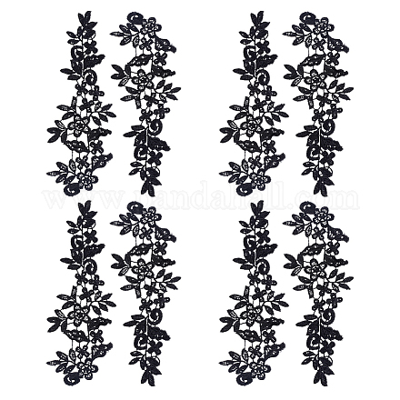 ポリエステル刺繍レースアップリケパッチ  ミシンクラフト装飾  花  ブラック  90x250x1.5mm PATC-WH0005-20G-1