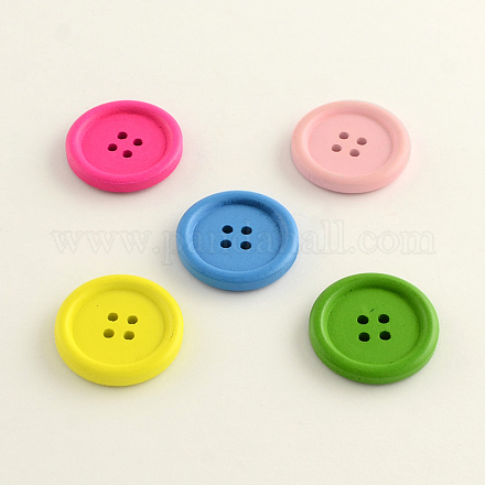 4 agujero botones de madera teñida redondas plana BUTT-Q032-63E-1
