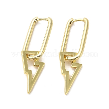 Lightning Bolt Real 18K Gold Plated Brass Dangle Hoop Earrings EJEW-L268-018G-04-1