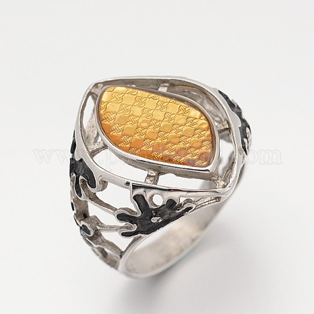 Anillos de dedo de ancho de banda 316 de oro de acero inoxidable lámina de cristal de murano RJEW-F026-59-1