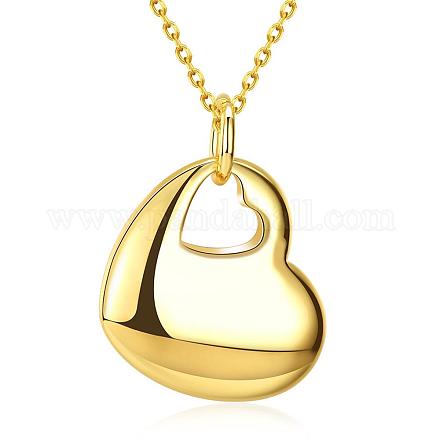 Golden Plated Zinc Alloy Cable Chain Heart Pendant Necklaces NJEW-BB01583-1