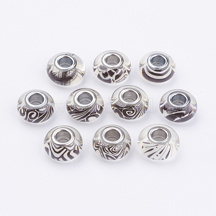 Gemischte Platinfarbe Messing Doppelkerne Glas europäischen Perlen passen europäischen Charme Armbänder X-GPDL-D012-M-1