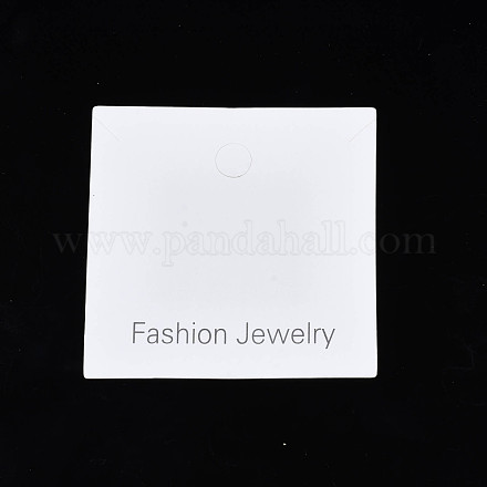 厚紙のアクセサリーディスプレイカード  ネックレス用  ジュエリーハングタグ  ワードファッションジュエリーと正方形  ホワイト  8x8x0.04cm CDIS-N002-018-1