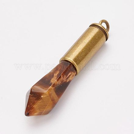 Natural Tiger Eye Pointed Pendants G-F413-04AB-1
