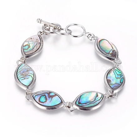 Bracelets coquillage d'ormeau/paua shelllink BJEW-L613-20B-1