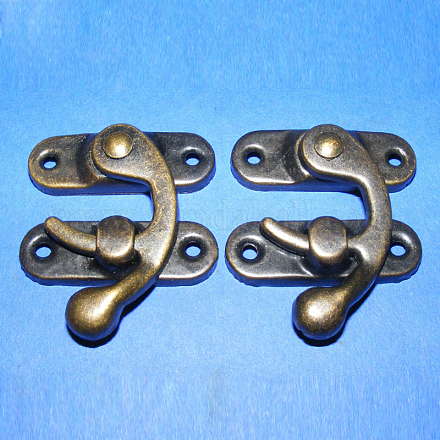 Iron Wooden Box Lock Catch Clasps IFIN-R203-94AB-1