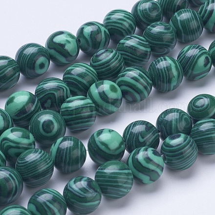 Chapelets de perles en malachite synthétique G-D855-02-12mm-1