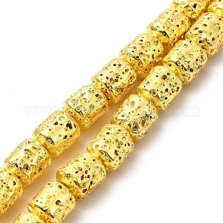 Electroplated Natural Lava Rock Beads Strands G-G984-15G-1
