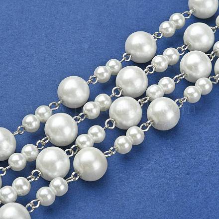 Chaînes en perles de verre rondes manuelles pour fabrication de bracelets et colliers X-AJEW-JB00055-01-1