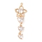 Brass Inlay Clear Glass Pendants, Star & Heart, Real 18K Gold Plated, 37x12x3mm, Hole: 1mm