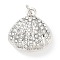 Alloy Rhinestone Pendants, with ASB Imitation Pearl, Shell Shapes, with Jump Ring, Crystal, 30x29.5x17.5mm, Hole: 6mm