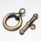 Brushed Antique Bronze Brass Toggle Clasps, Ring, Nickel Free, Antique Bronze, Ring: 31x21x5mm, Bar: 11x30x4mm, Hole: 1mm