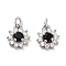 Brass Micro Pave Cubic Zirconia Pendants, with Jump Rings, Sun Charms, Platinum, 9x8x3.5mm, Hole: 2mm