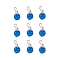 Cat Eye Pendants, with Silver Plated Iron Findings, Round, Royal Blue, 15mm, Beads: 8mm