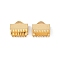 304 Stainless Steel Ribbon Crimp Ends, Rectangle, Real 18K Gold Plated, 9.5x10.5mm, Hole: 4x2mm