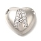 Rack Plating Brass Micro Pave Cubic Zirconia Pendants, Cadmium Free & Lead Free, Heart with Letter A~Z Charms, Platinum, Letter A, 14.5x16x6mm, Hole: 3mm
