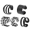 Alloy Cuff Earrings, C-Shaped, Black, 12mm, 5pcs/set