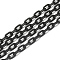 Aluminum Cable Chains, Double Side Textured, Unwelded, Oval, Black, 8x5x1.4x1mm, about 100m/bag