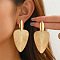 Iron Stud Dangle Earrings, Leaf, Golden, 74x37mm