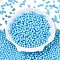 Opaque Baking Painted Glass Beads, Round, Deep Sky Blue, 4~4.5x3.5~4mm, Hole: 0.9~1mm, about 4500pcs/pound