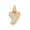 Brass Micro Pave Clear Cubic Zirconia Pendants, Real 18K Gold Plated, Letter Y, 31x17x5mm, Hole: 3x6mm