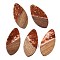 Transparent Resin and Walnut Wood Pendants, Teardrop Charms with Gold Foil, Sienna, 48.5x23.5x3.5mm, Hole: 2mm