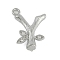 Brass Crystal Rhinestone Letter Links Connector Charms, Real Platinum Plated, Letter Y, 15x11.5x3.5mm, Hole: 1.2mm and 1.5mm