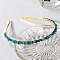 Wire Wrapped Natural Apatite Chip Hair Bands, with Metal Hoop, for Women Girls, 140x120x25mm