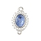 Brass Micro Pave Cubic Zirconia Box Clasps, with Glass, Oval, Platinum, Medium Blue, 16.5x10x8mm, Hole: 1.4mm and 1.2mm