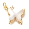 Brass Micro Pave Cubic Zirconia and Shell Pendants, Butterfly Charms, with Jump Ring, Real 18K Gold Plated, 15.5x18.5x4.5mm, Hole: 3.5mm