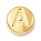 304 Stainless Steel Beads, Flat Round with Letter, Golden, Letter A, 7x3.5mm, Hole: 1.7mm