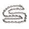 201 Stainless Steel Rectangle Link Chain Necklace, with 304 Stainless Steel Clasps, Stainless Steel Color, 23.54 inch(59.8cm)
