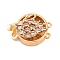 Brass Micro Pave Clear Cubic Zirconia Box Clasps, Swan, 2-Strand, 4-Hole, Real 18K Gold Plated, 18.5x13x7.5mm, Hole: 1.2mm