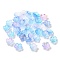 Acrylic Bead Caps, 5-Petal Flower, with Golden Foill, Deep Sky Blue, 11x11x4mm, Hole: 1.6mm