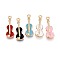 Alloy Enamel Pendants, Guitar Charm, Golden, 23x8x3mm, Hole: 1.4mm