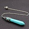 Synthetic Green Turquoise Dowsing Pendulums, with Alloy Findings, Cone, 510~800mm