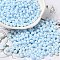 6/0 Glass Seed Beads, Opaque Colours Luster, Teardrop, Light Blue, 4.5~5x4x3~3.5mm, Hole: 0.9mm, about 5625Pcs/Pound