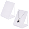 FINGERINSPIRE 2 Pcs Necklaces Display Stand Organic Glass Necklaces/Earrings Display Holder 86x64x50mm White Thicken L-Shape Necklaces Displays Jewelry Dangling Slant Back Display