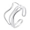 Fashionable Stainless Steel Wave Open Cuff Rings for Men and Women, Stainless Steel Color