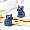 Dyed & Heated Natural Blue Aventurine Carved Healing Cat Figurines, Reiki Energy Stone Display Decorations, 30x23mm